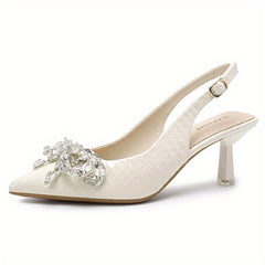 Women's Bowknot Stiletto Heels Point Toe Pumps Slingback Heels