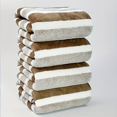 4-Piece Bath Towel Set, Soft and Absorbent, Light Beige