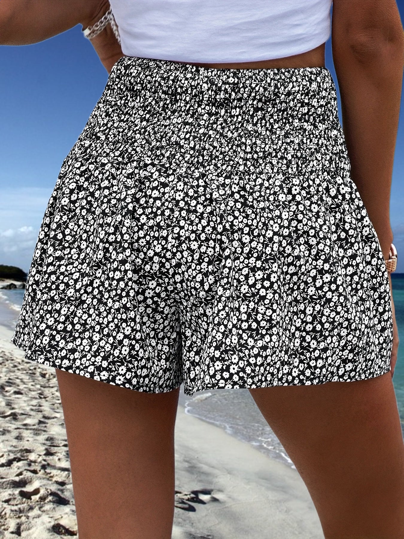 Floral Print Shorts Casual Summer Wide Leg Women's Clothing