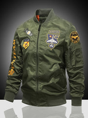 Embroidered Men's Slim Fit Sports Jacket Windproof Motorcycle Jacket