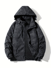 Detachable Hood Waterproof Camo Pattern Men's Jacket