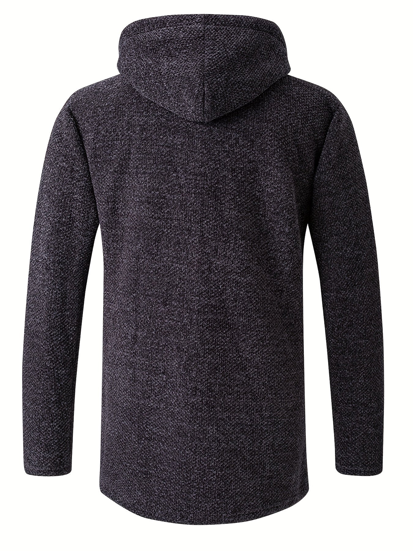 Plush Mid-length Jacket Men's Zip Up Hooded Jacket For Fall Winter