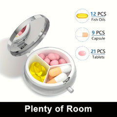 Metal Circular Medicine Box Balloon Hamster Pattern 3 Compartments