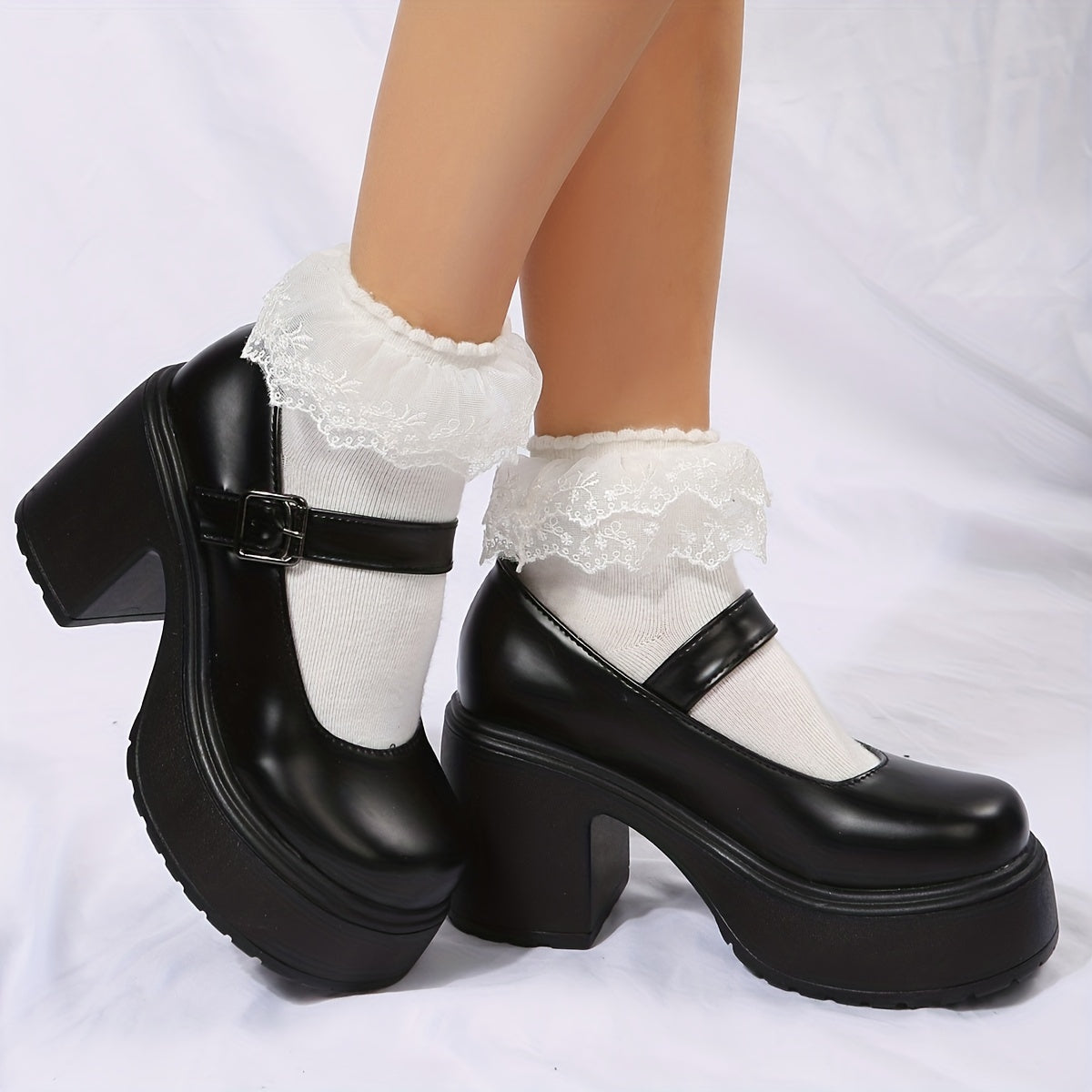 Women's Chunky Heeled Mary Jane Platform High Heels