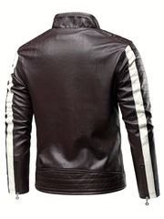 Men's Spring And Autumn Warm Faux Leather Jacket Coat