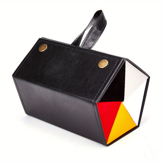 Stitch Detail Sunglasses Organizer PU Leather Hanging Eyewear Display Case