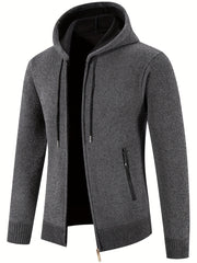 Men's Warm Fleece Hooded Jacket Solid Sport Sweatshirt Zip Up
