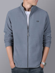 Men's Grey Casual Stand Collar Jacket