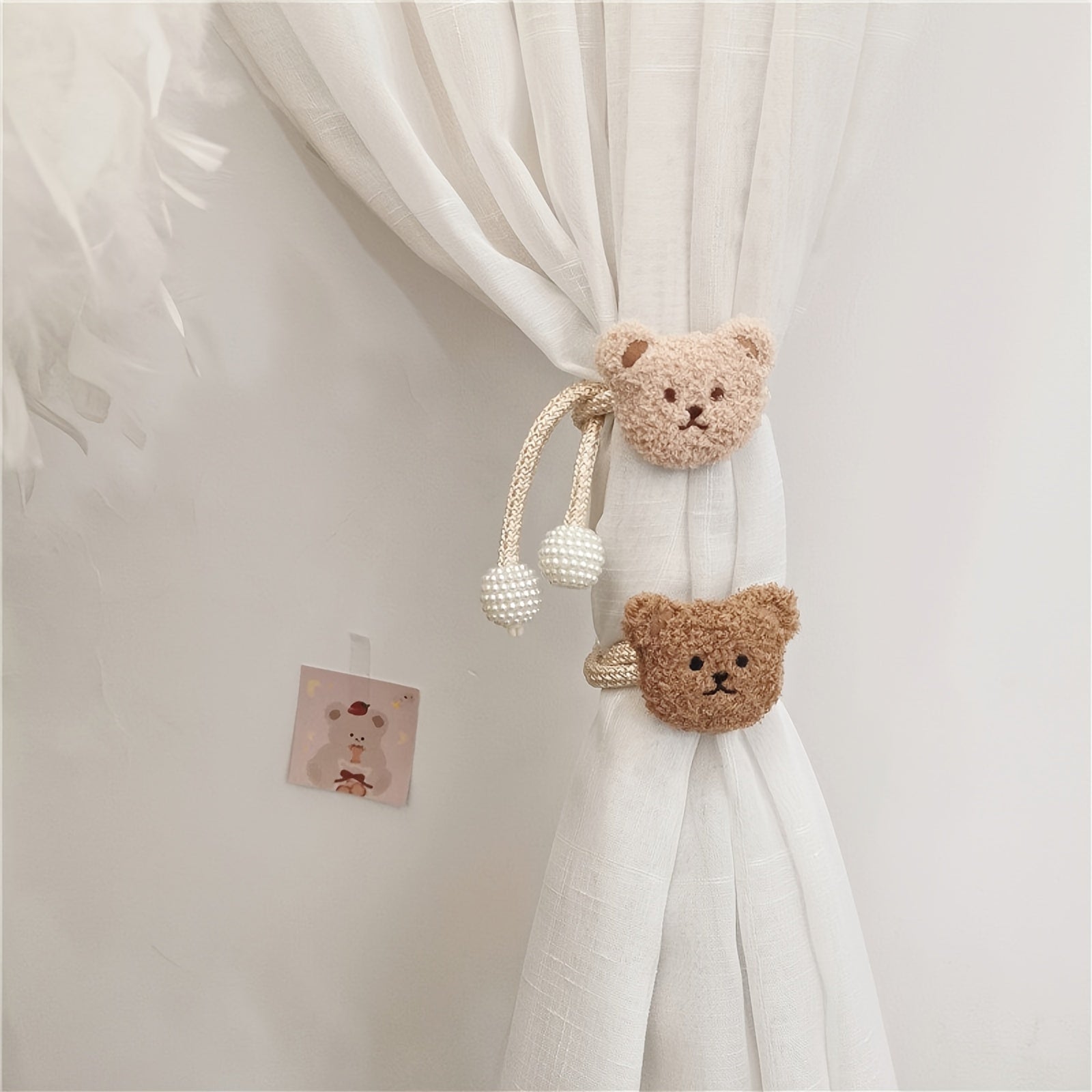 Adorable Teddy Bear Curtain Tieback with Pearl Accents