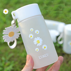 Daisy Water Bottle Plastic Flowers Pattern Indoor Outdoor Water Cup 500ml
