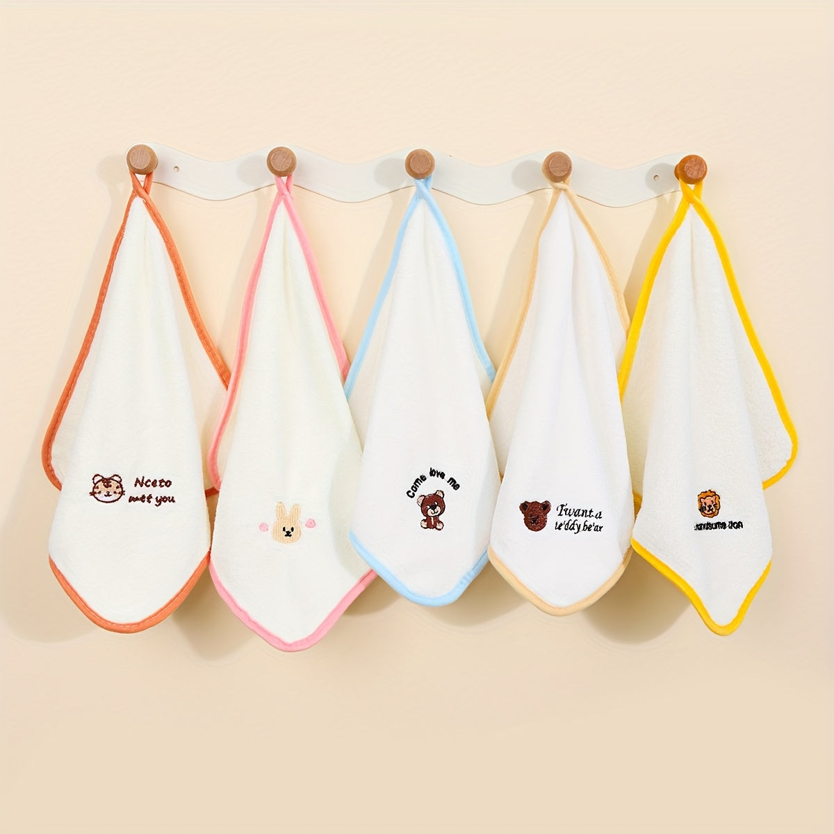 6pcs Cartoon Kids Towel Soft Comfortable Square Towel for Cleaning Stains