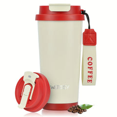 WATERSY 500ml Travel Mug Insulated Coffee Cup Leakproof Lids Straw Vacuum