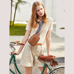 Retro Style PU Leather Sling Bag Crossbody Chest Mobile Phone Bag