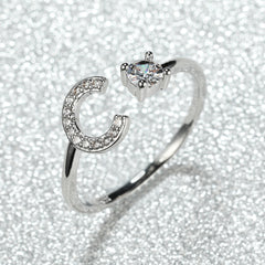 Hot Silver A Alphabet Rings Initial Rings Wedding Love Rings