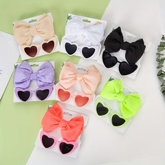 Kids Heart Glasses & Tissue Bow Hairband Set