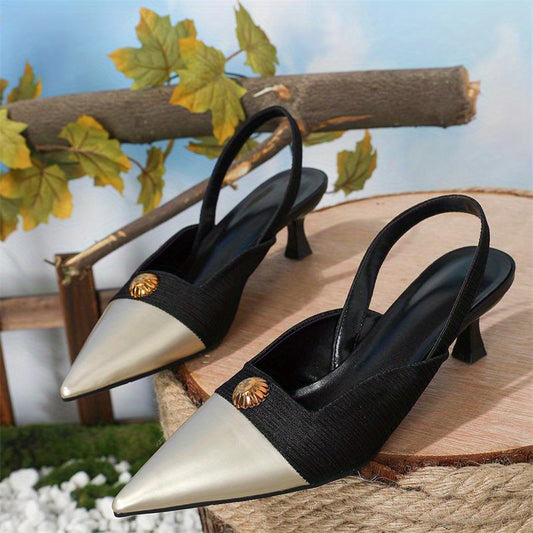 Women's Slingback Kitten Heels Pointed Toe Sandals