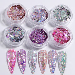6 Boxes Holographic Nail Glitters for DIY Nail Art