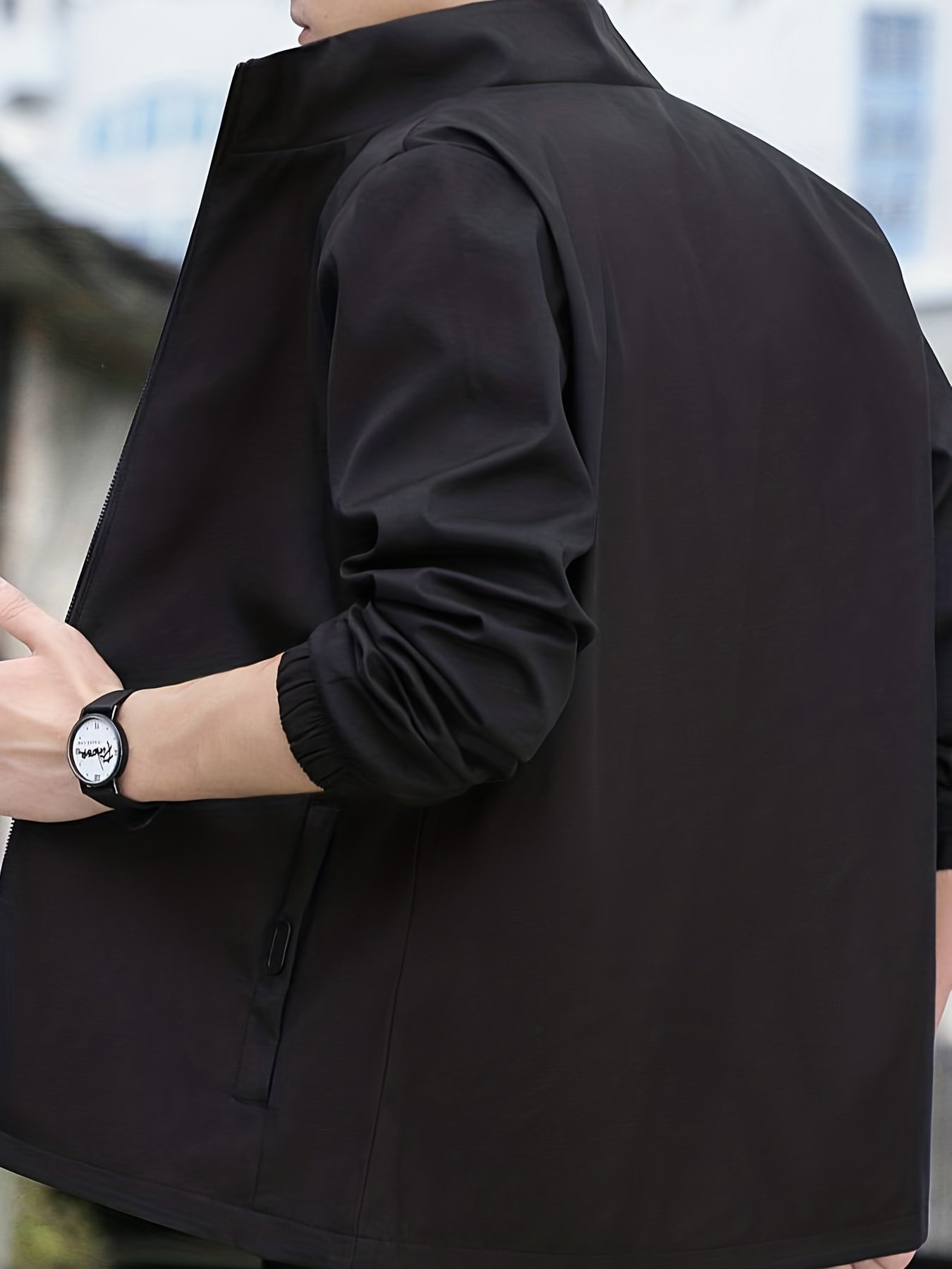 Men's Zip up Stand Collar Jacket Classic Casual Coat