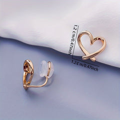 Golden Versatile Love Ear Clip Earrings For Women Girls