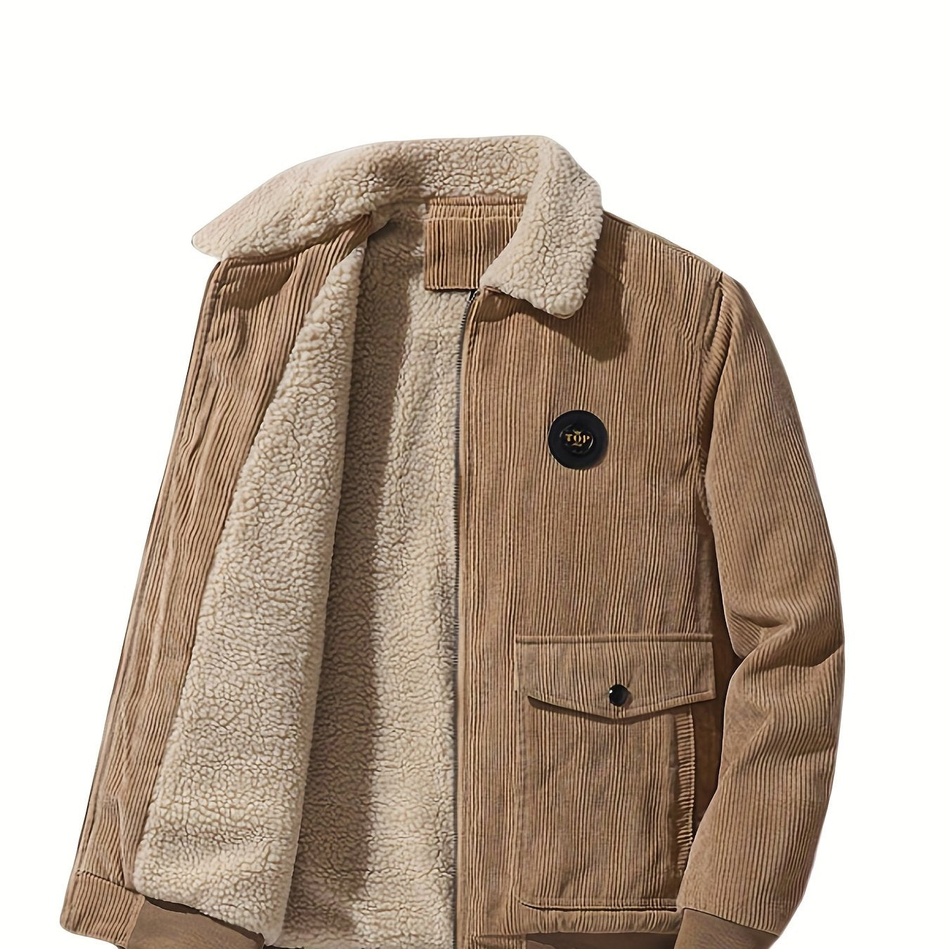 Men's Casual Corduroy Flap Pocket Jacket Coat