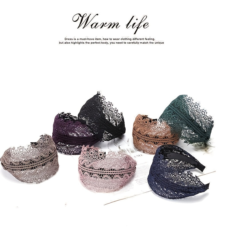 Wide Lace Headband Hair Band With Teeth Women's Headband Lace Floral Hair Hoop