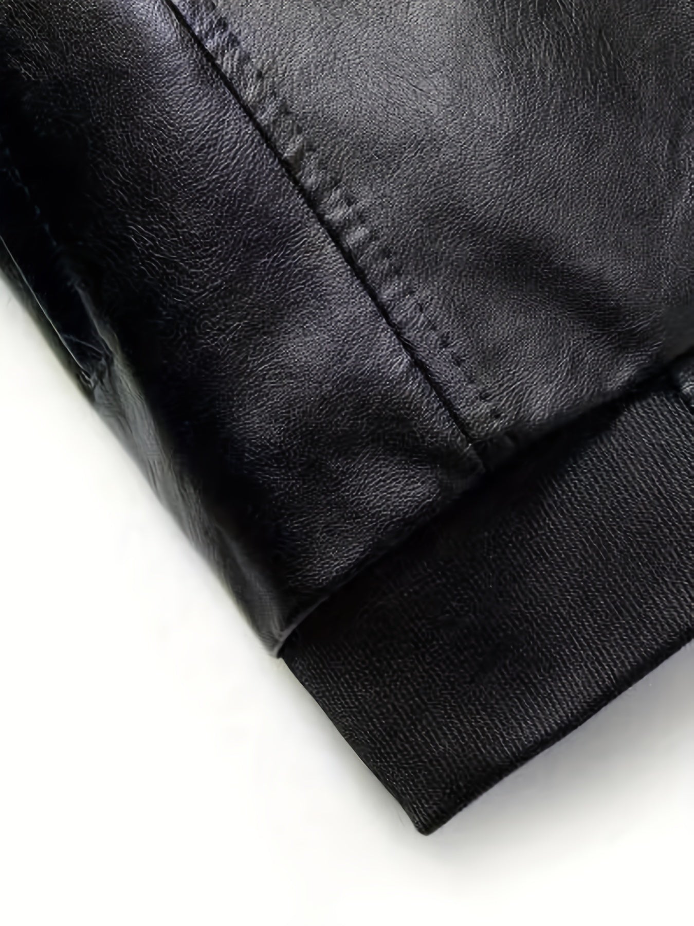 Men's Zip Up Faux Leather Jacket Baseball Collar