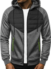 Patchwork Zip Hooded Sweatshirt Men's Jacket Coat