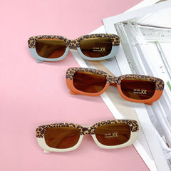 Vintage Leopard Print Square Frame UV Sunglasses