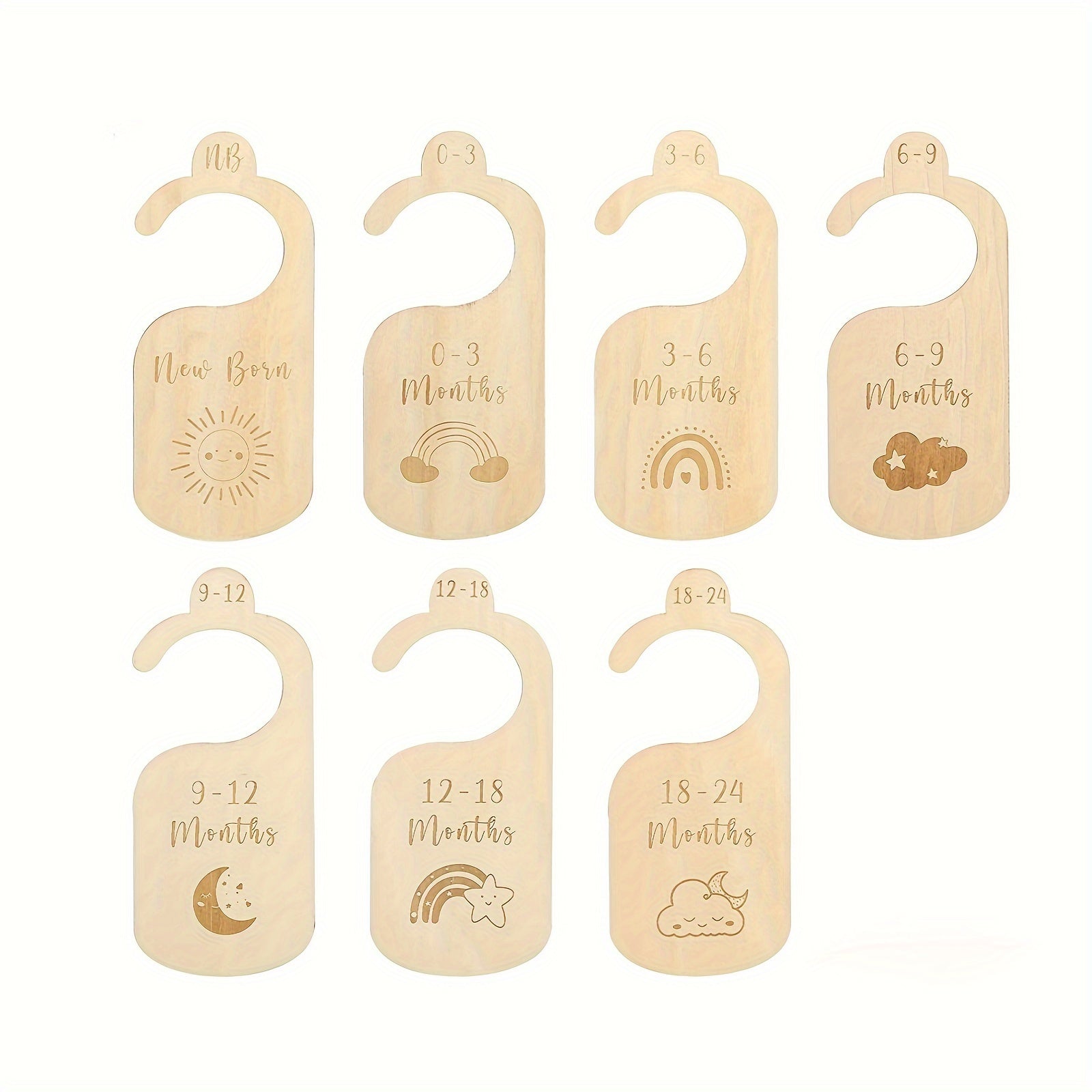7pcs Kids' Clothing Separator Wooden Kids' Clothing Size Hanger