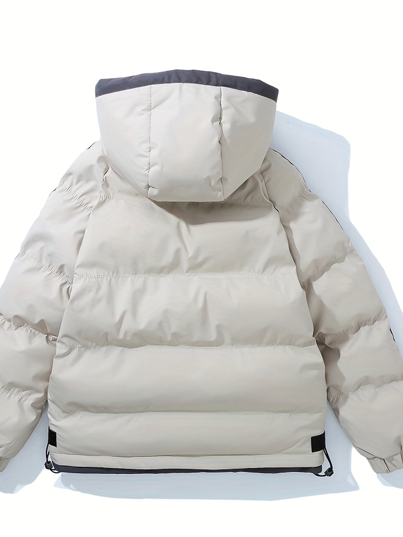 Men's Warm Hooded Zip Up Cotton Padded Jacket for Fall Winter