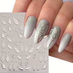 Bronzing Nail Stickers Angel Wings Star Moon Necklace Nail Decals