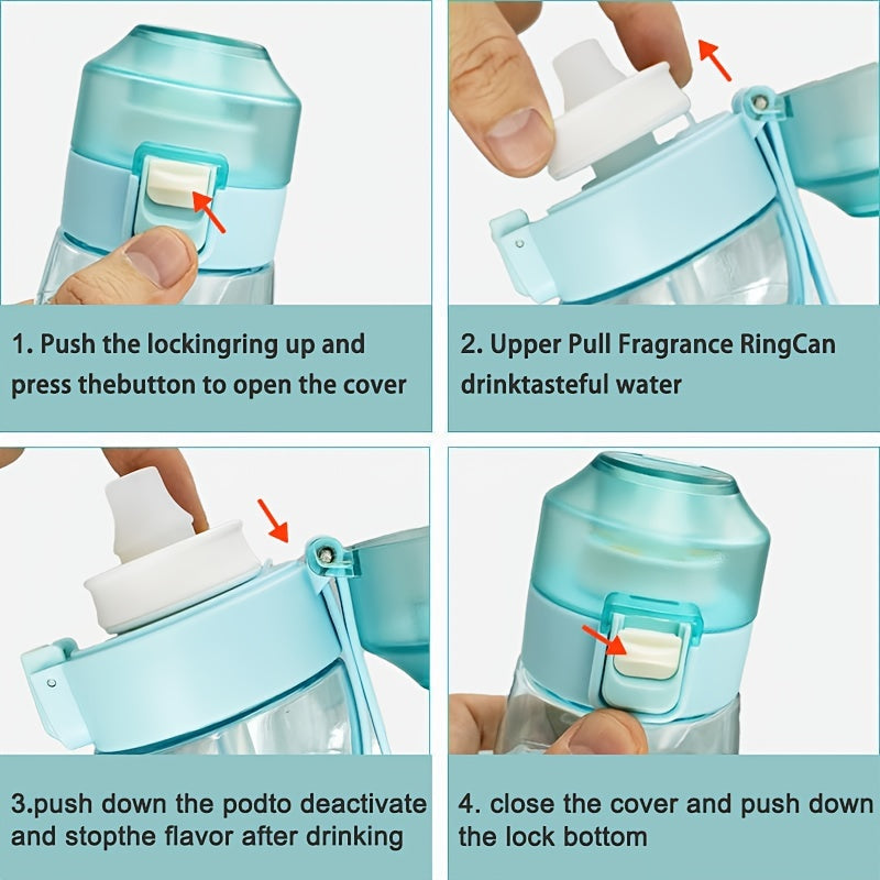 650ml Sports Water Bottle with Flavor Pods Portable Travel Cup