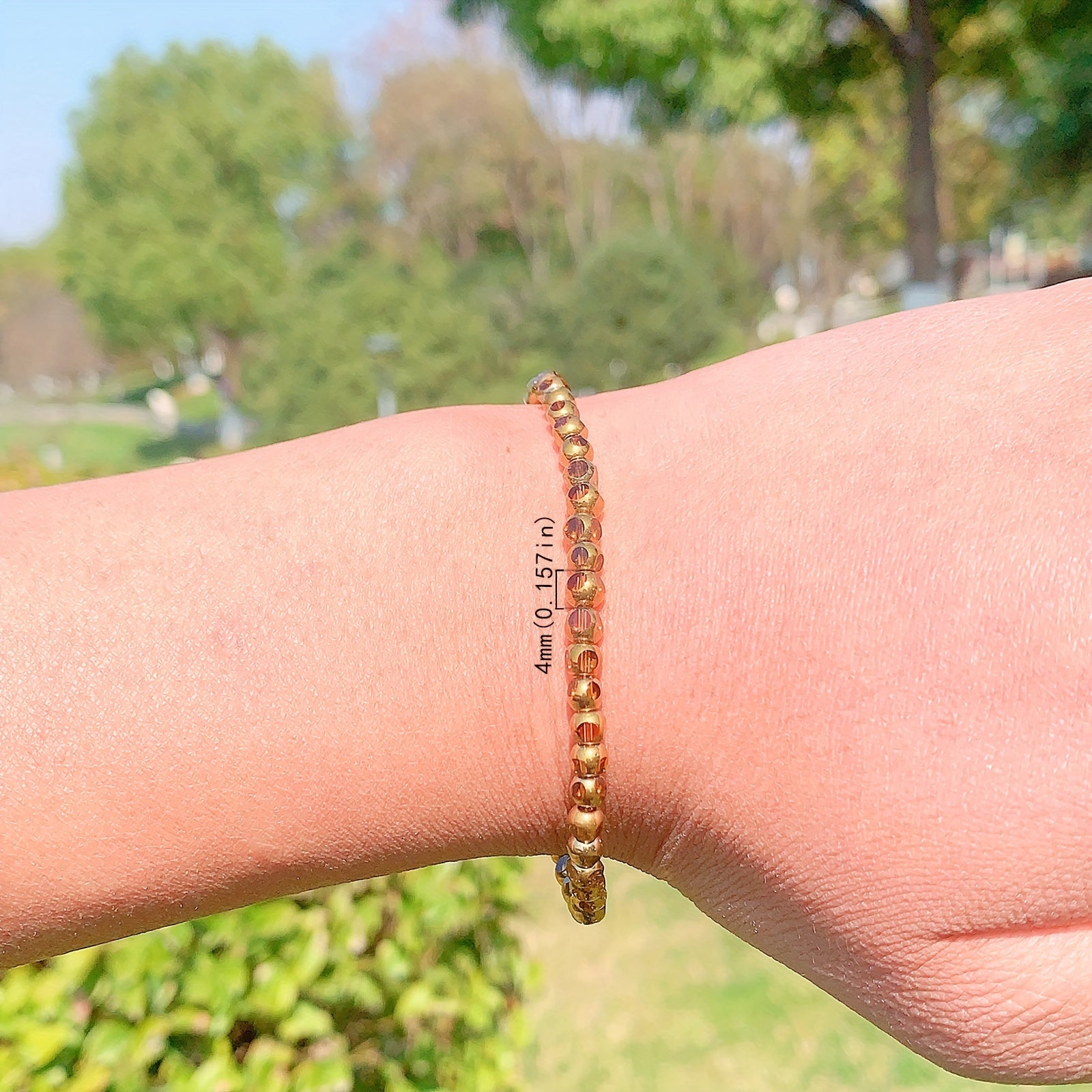 55pcs Golden Edge Faceted Crystal Glass Beads Set for Bracelet DIY