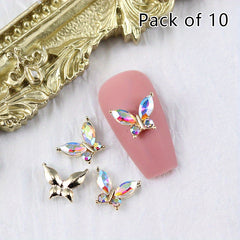 10 pcs 3D Butterfly Nail Charms for Acrylic Nails Metallic Butterflies