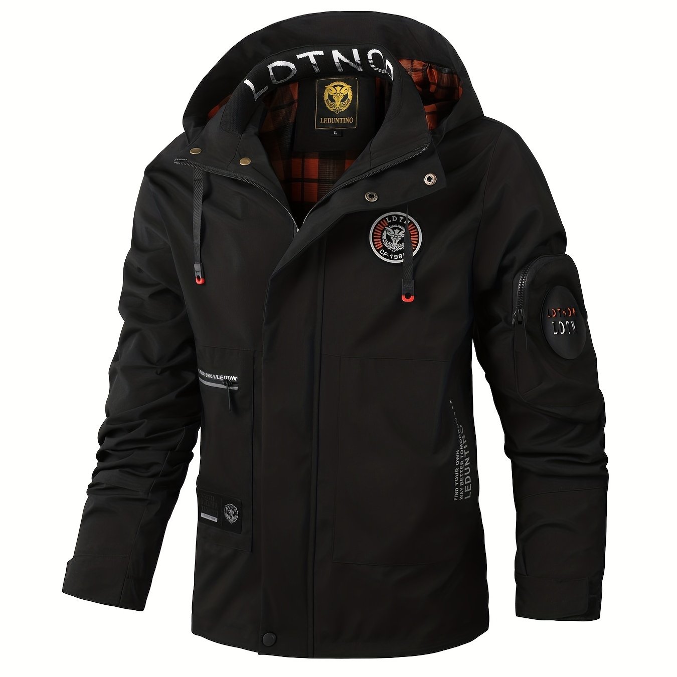 Waterproof Windbreaker Hooded Jacket Men's Casual Zip Up Jacket