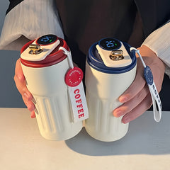 5oz Insulated Coffee Mug with Temp Display, Travel Cup, Metal Landscape Theme