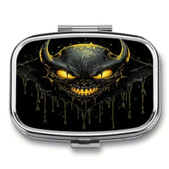 DUWOP2 1pc Medicine Box 2 compartment Decorative Metal Vitamin Organizer