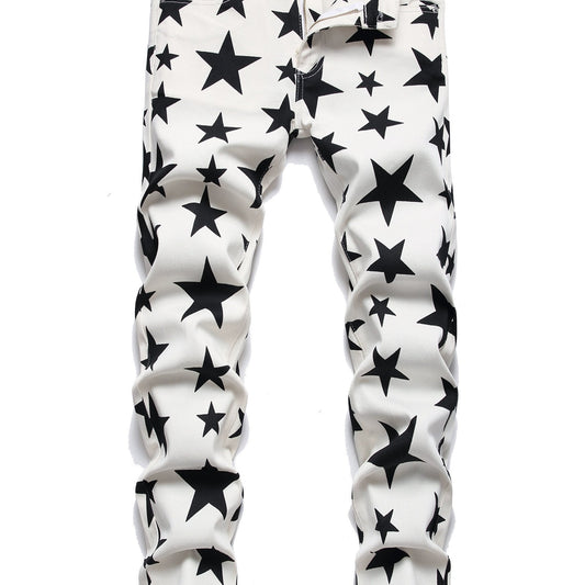 Mens Slim Fit Jeans Little Stars Pattern