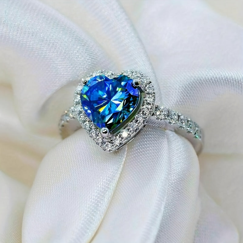 Romantic Engagement 3 Prong Heart Zirconia Rings for Women