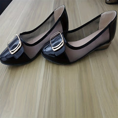 Women's Square Metal Decor Block Low Heels Slip On Shoes