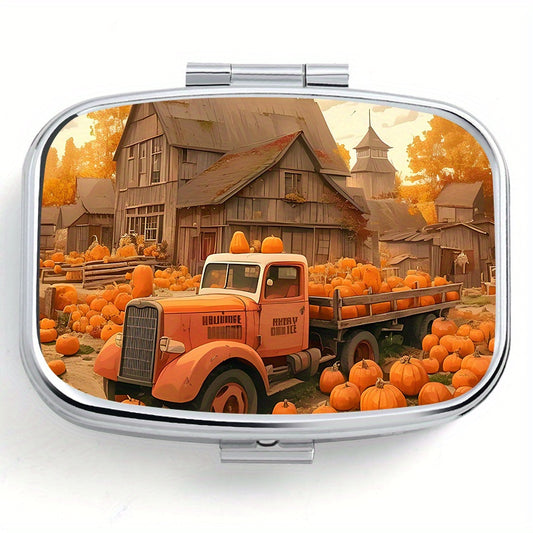 Pumpkin Pattern Printed Medicine Box Two Compartment Pill Box