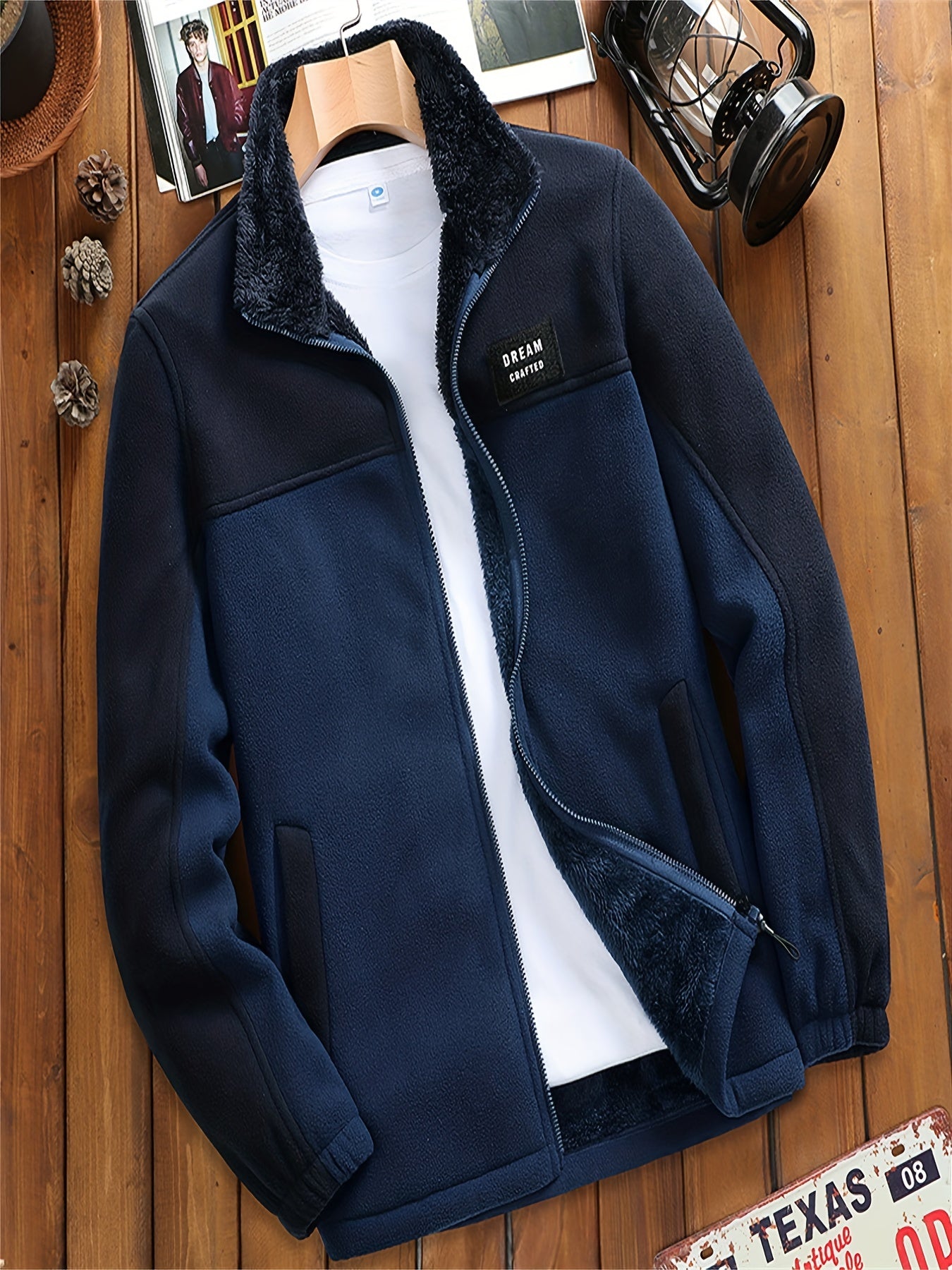 Men's Polar Fleece Jacket Stand Collar Stretch Coat