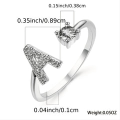 Hot Silver A Alphabet Rings Initial Rings Wedding Love Rings