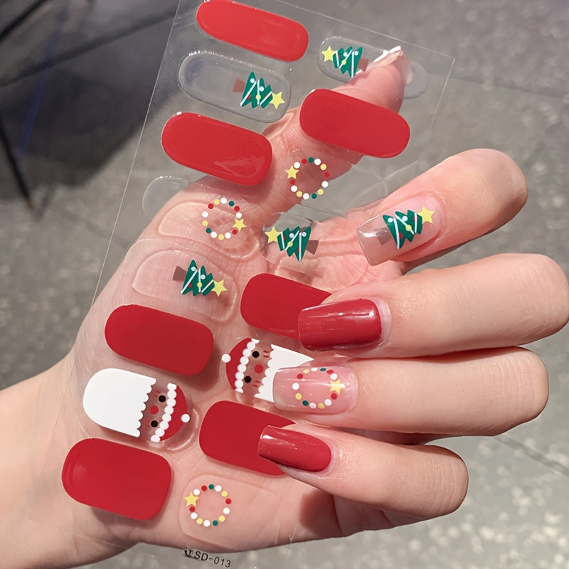 Christmas Nail Art Stickers Santa Reindeer Snowflakes Tree Designs Self Adhesi