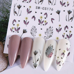 Floral Nail Art Stickers Set of 2 Sheets Self Adhesive Embellish