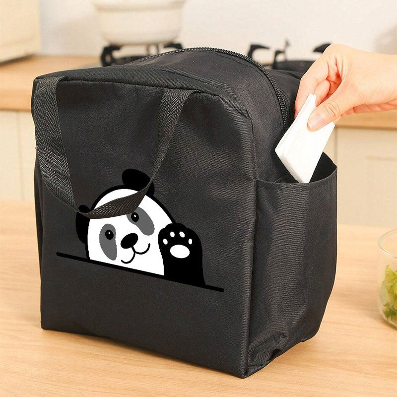 Panda Themed Insulated Lunch Bag Leakproof Oxford Cloth Aluminum Foil