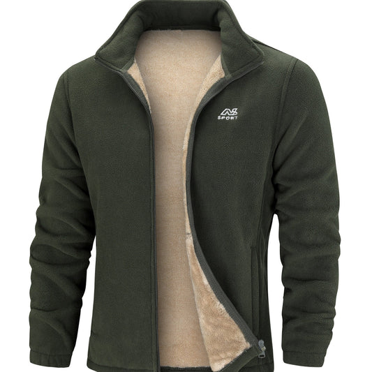 Casual Fleece Jacket Men's Comfortable Zip Up Coat For Winter