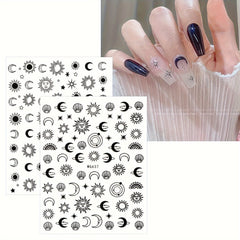 Colorful Moon Star Sun Nail Art Stickers Decals Self Adhesive Pegatinas