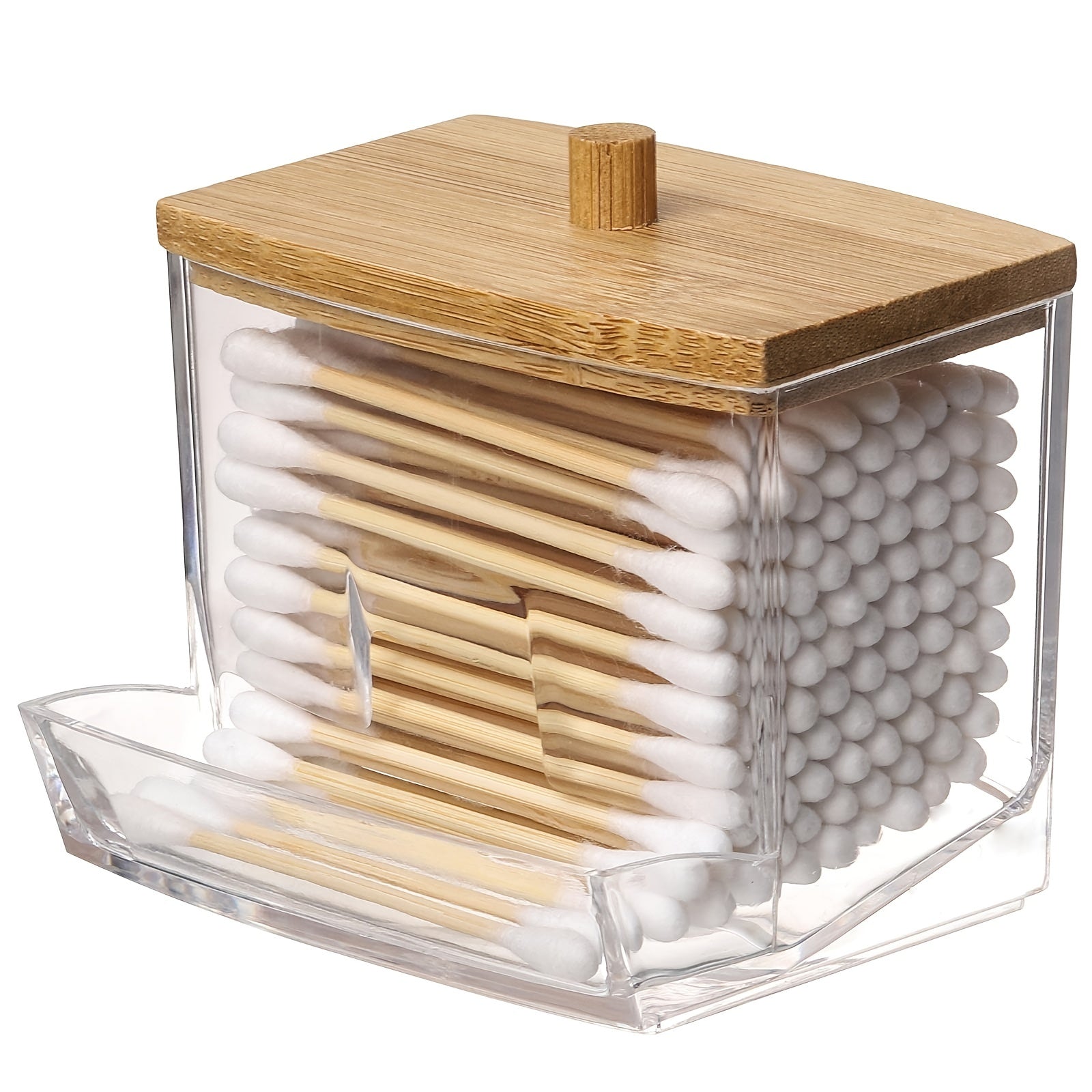Cotton Swab Pads Holder with Wood Lids - 7 Oz
