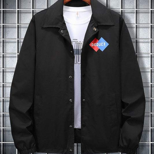 Men's Casual Alphabet Print Lapel Button Down Jacket